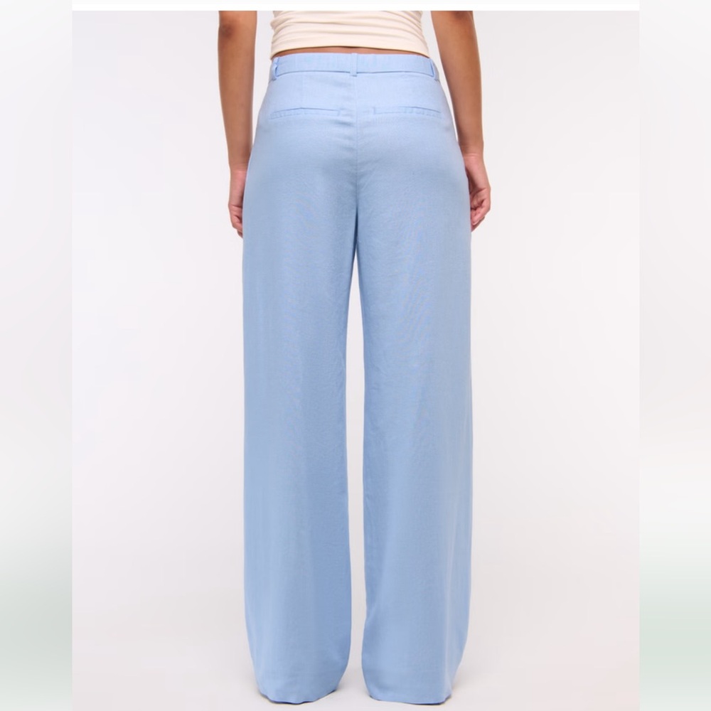 Abercrombie & Fitch Pants -  light blue linen blend button blend wide leg - Picture 2 of 13